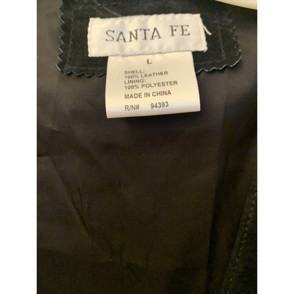 SANTA FE Womens Leather Suede Vest L Fringe Bohemian Black Button Up Sleeveless - Picture 8 of 9